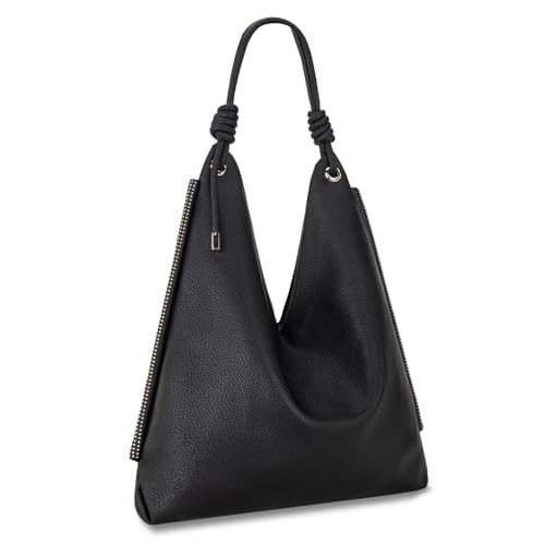 Black Leather Hobo Bag - Large Women's Shoulder Purse