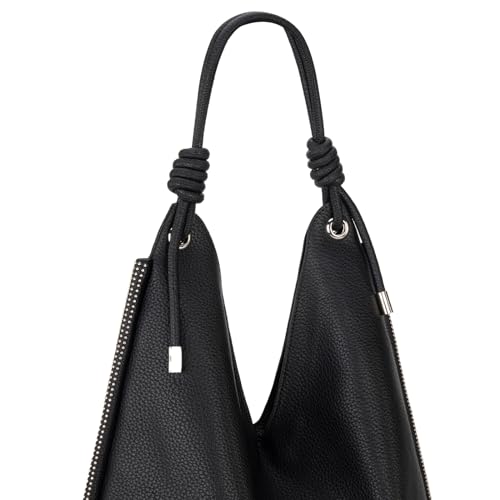 Black Leather Hobo Bag - Large Women's Shoulder Purse