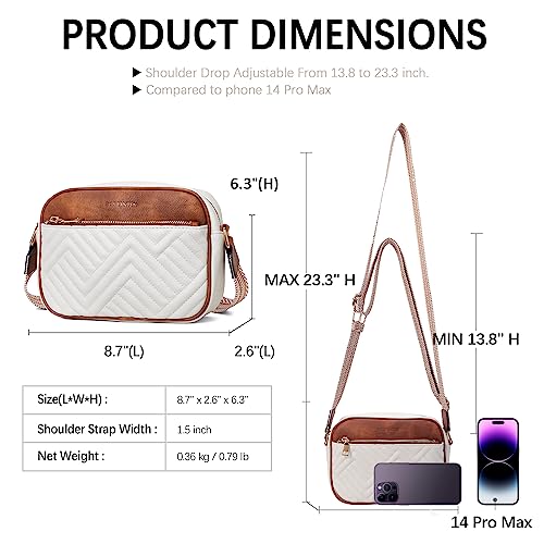 BOSTANTEN Quilted Vegan Leather Crossbody Handbags Beige/Brown