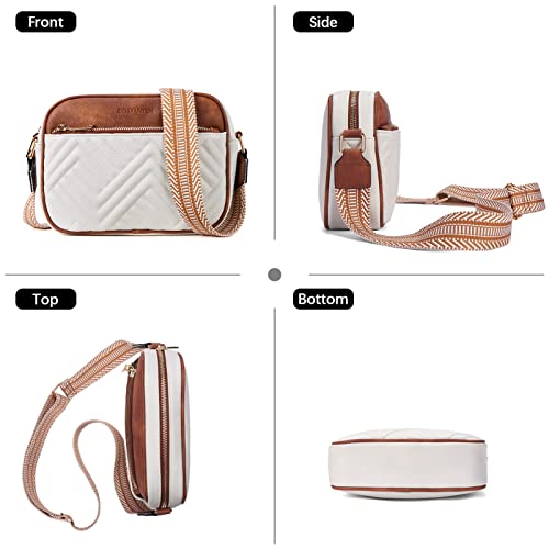 BOSTANTEN Quilted Vegan Leather Crossbody Handbags Beige/Brown