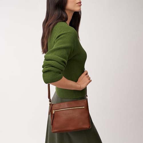 Brown Fossil Fiona Leather Small Crossbody Purse