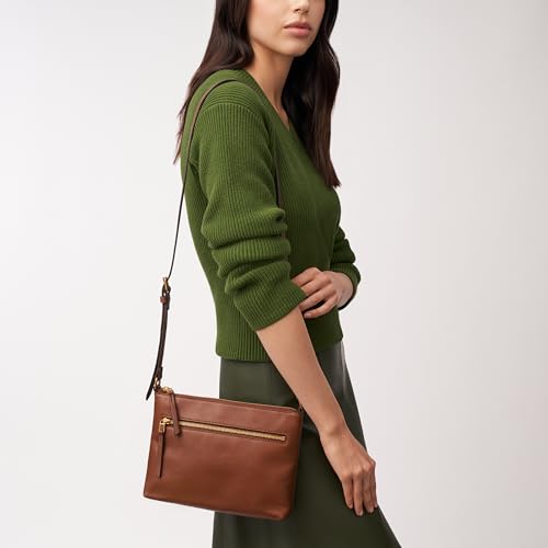 Brown Fossil Fiona Leather Small Crossbody Purse