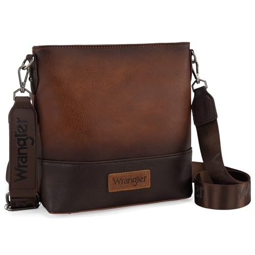 Brown Wrangler Crossbody Bag with Two Tone Design
