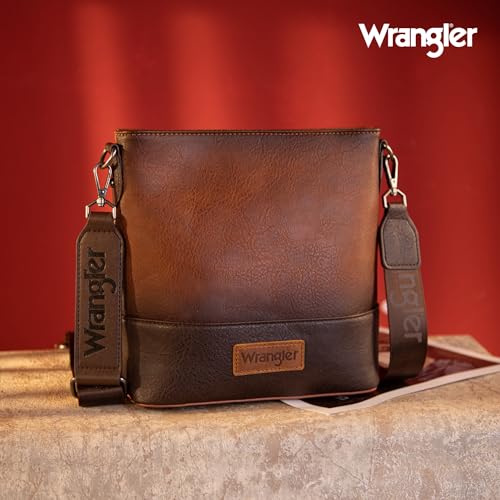 Brown Wrangler Crossbody Bag with Two Tone Design
