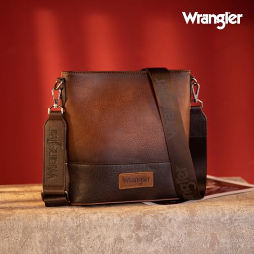 Brown Wrangler Crossbody Bag with Two Tone Design