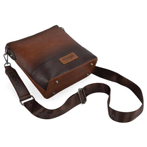 Brown Wrangler Crossbody Bag with Two Tone Design