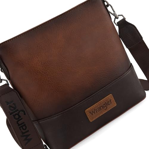 Brown Wrangler Crossbody Bag with Two Tone Design