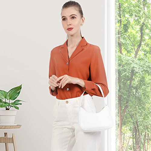 White Leather Shoulder Bag with Mini Clutch Purse