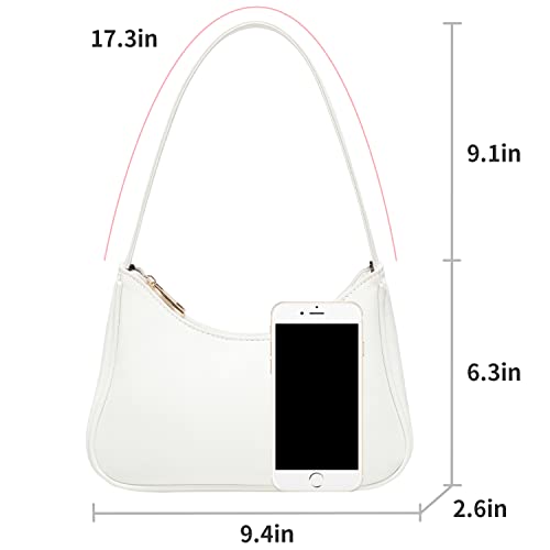 White Leather Shoulder Bag with Mini Clutch Purse