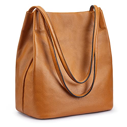 Kattee Women Soft Leather Shoulder Tote Bag (Brown)