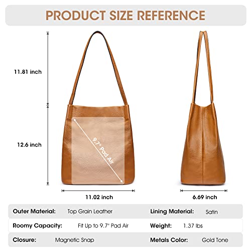 Kattee Women Soft Leather Shoulder Tote Bag (Brown)