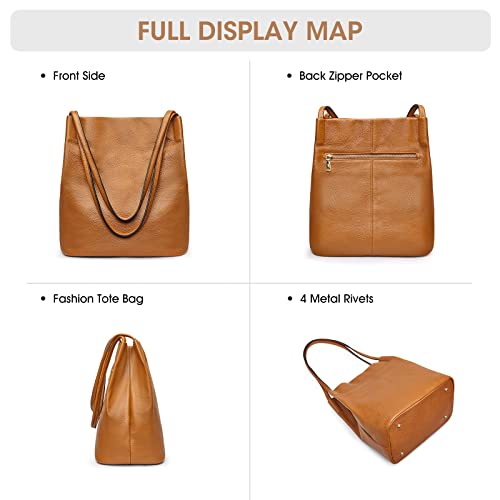 Kattee Women Soft Leather Shoulder Tote Bag (Brown)