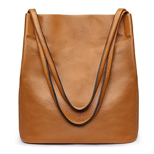 Kattee Women Soft Leather Shoulder Tote Bag (Brown)