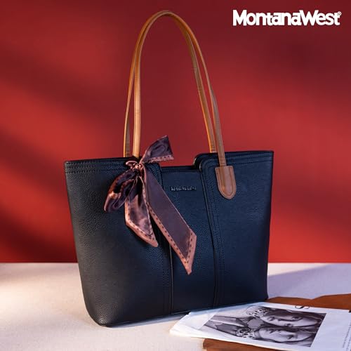 Black Montana West Oversized Tote Satchel Handbag