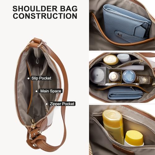 BOSTANTEN Women's Trendy Cresent Shoulder Bag Handbag, Beige