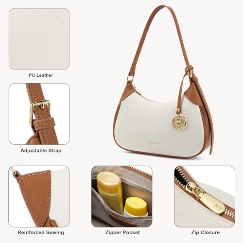 BOSTANTEN Women's Trendy Cresent Shoulder Bag Handbag, Beige