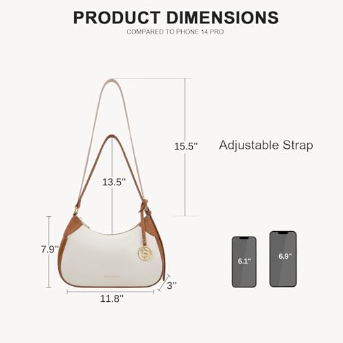 BOSTANTEN Women's Trendy Cresent Shoulder Bag Handbag, Beige
