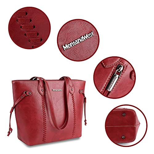 Montana West Top Handle Tote Satchel Purse - Red