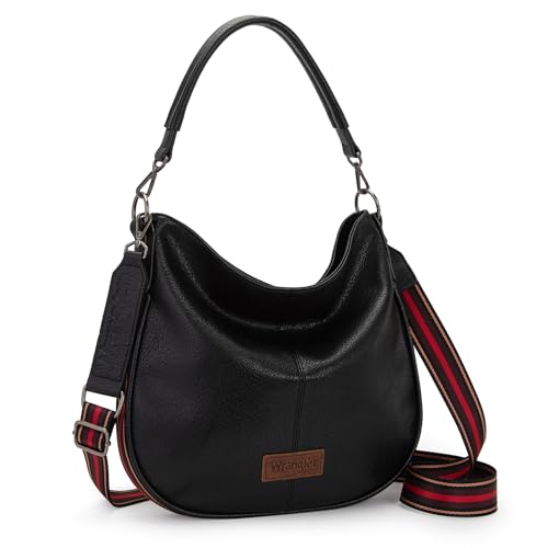 Black Leather Wrangler Hobo Shoulder Bag Purse