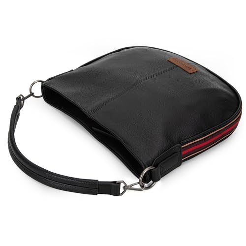 Black Leather Wrangler Hobo Shoulder Bag Purse