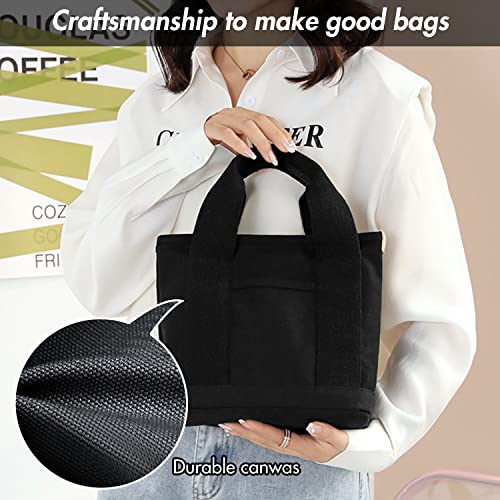 MINGRI Small Canvas Tote Bag for Women with Pockets