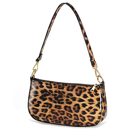 Brown Leopard Shoulder Bag Crossbody Clutch Purse Women