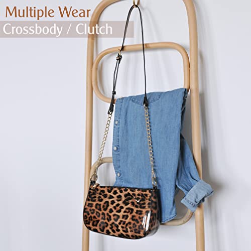 Brown Leopard Shoulder Bag Crossbody Clutch Purse Women