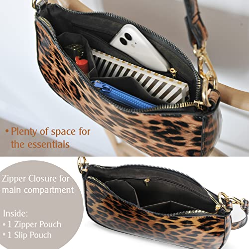 Brown Leopard Shoulder Bag Crossbody Clutch Purse Women