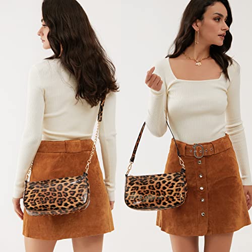 Brown Leopard Shoulder Bag Crossbody Clutch Purse Women