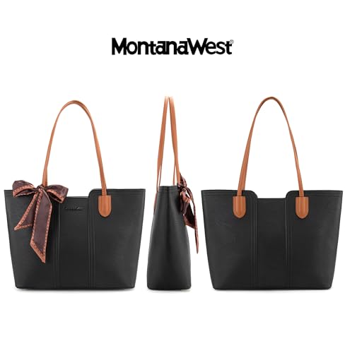 Black Montana West Oversized Tote Satchel Handbag