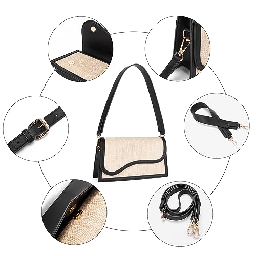 Telena Vegan Leather Women's Shoulder Bag Beige/Black