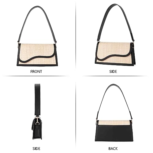 Telena Vegan Leather Women's Shoulder Bag Beige/Black