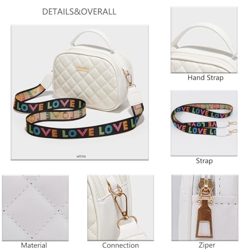 PORT&LOTUS Quilted Crossbody Bag - White Fashion Shoulder Purse