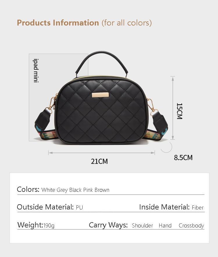 PORT&LOTUS Quilted Crossbody Bag - White Fashion Shoulder Purse