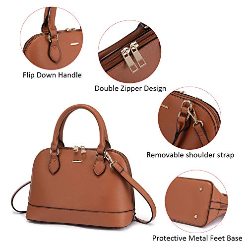 Women's Classic Double Zip Dome Satchel Crossbody Bag