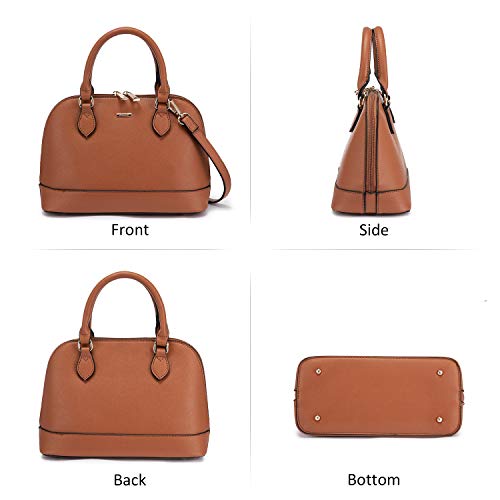 Women's Classic Double Zip Dome Satchel Crossbody Bag