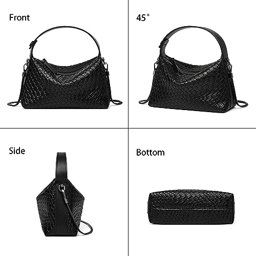 DORIS&JACKY Women's Vegan Top Handle Crossbody Handbag -Black