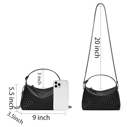 DORIS&JACKY Women's Vegan Top Handle Crossbody Handbag -Black