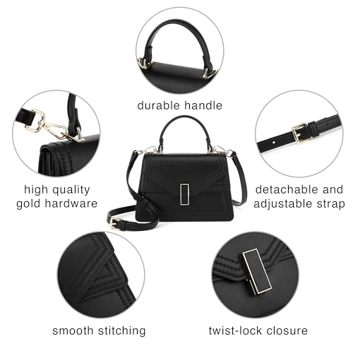 Black Top Handle Satchel Shoulder Crossbody Handbag Mini