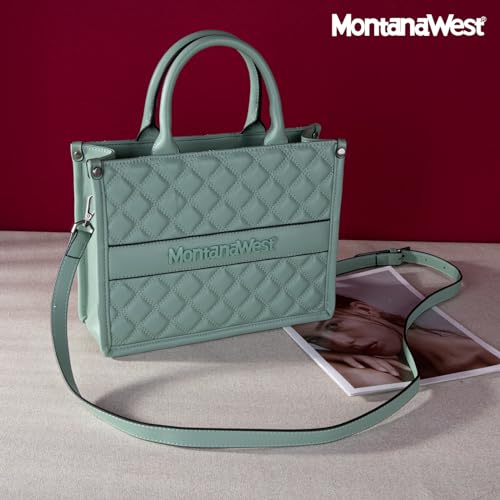 Light Green Quilted Crossbody Handbag for Women