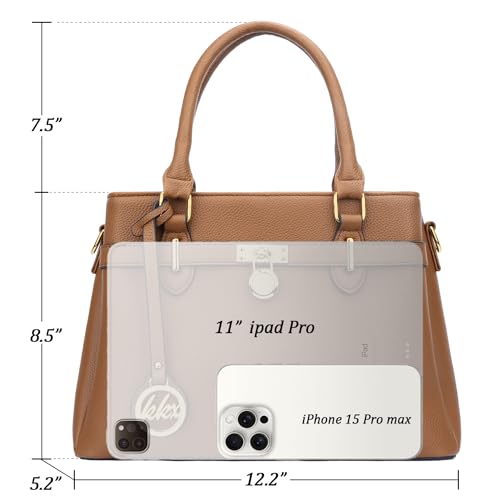KKXIU Stylish Vegan Leather Women's Satchel in A-Brown