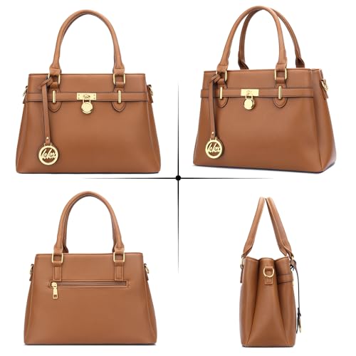 KKXIU Stylish Vegan Leather Women's Satchel in A-Brown