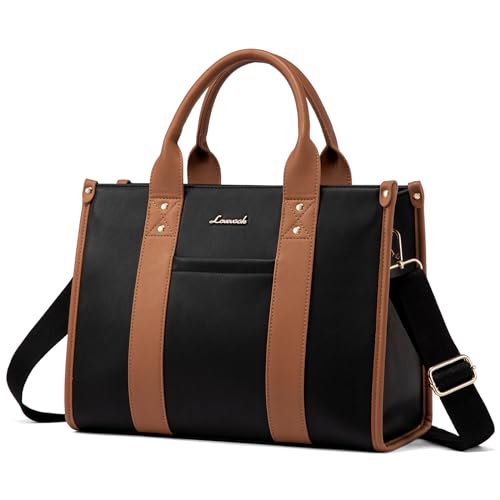 Black Top Handle Leather Tote Purse Handbag Crossbody