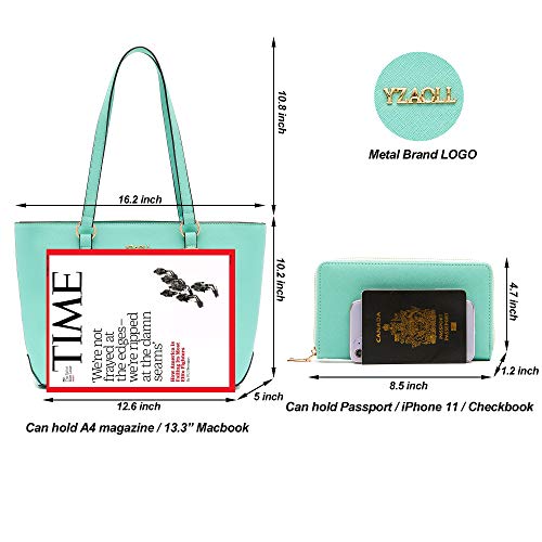 Women's Large Tote Shoulder Bag Set, Light Green