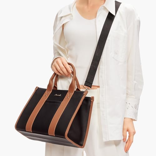Black Top Handle Leather Tote Purse Handbag Crossbody