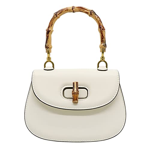White Bamboo Top Handle Satchel Crossbody for Women