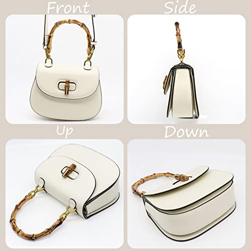 White Bamboo Top Handle Satchel Crossbody for Women