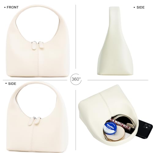 Aoekaff White Mini Pu Leather Top Handle Handbag