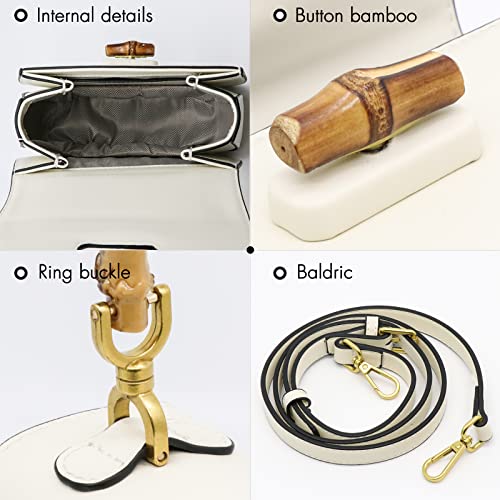 White Bamboo Top Handle Satchel Crossbody for Women