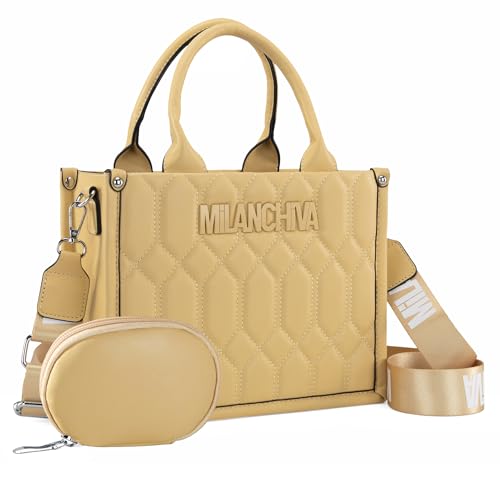 Milan Chiva Quilted Top Handle Tote Bag with Coin Pouch